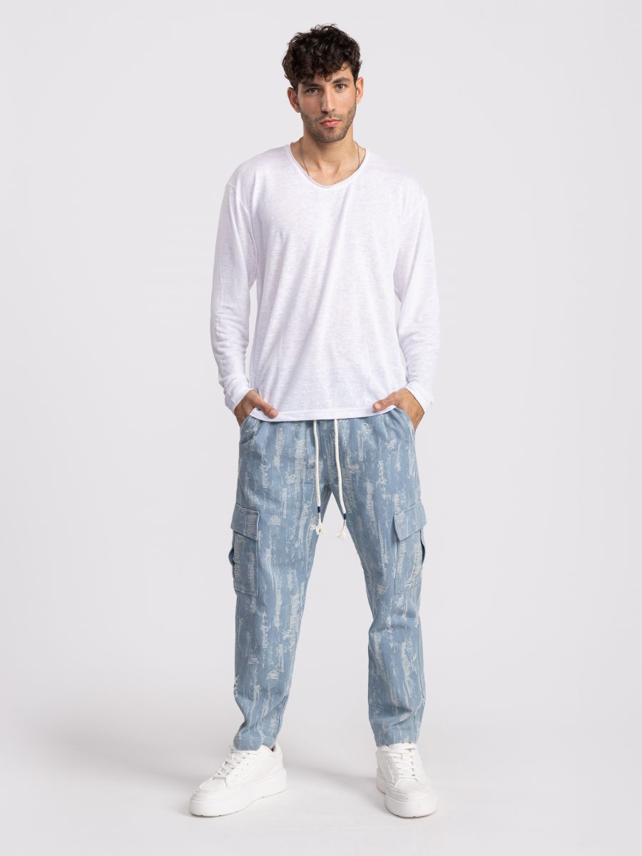 מכנסי דגמח דנים עם אפקט קרעים