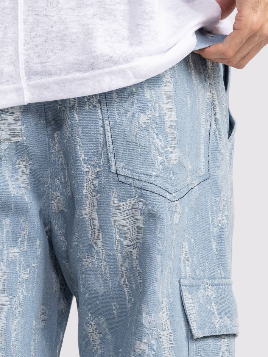 מכנסי דגמח דנים עם אפקט קרעים