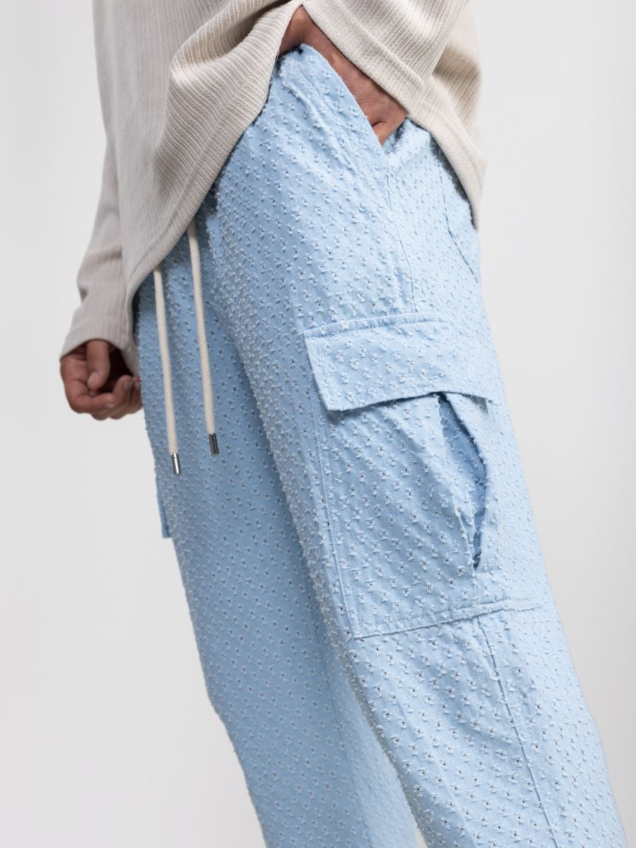 מכנסי קארגו ארוכים מבד טקסטורלי