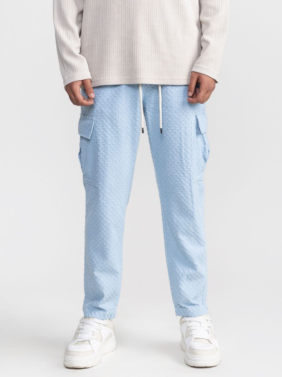 מכנסי קארגו ארוכים מבד טקסטורלי