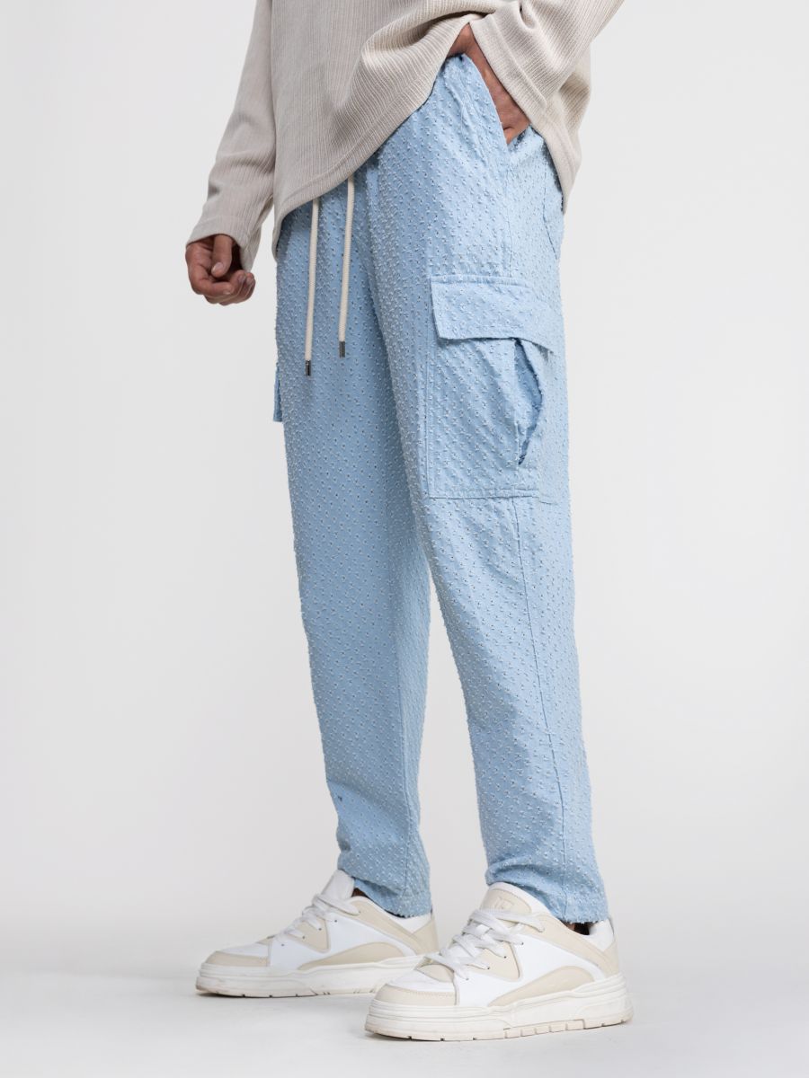 מכנסי קארגו ארוכים מבד טקסטורלי