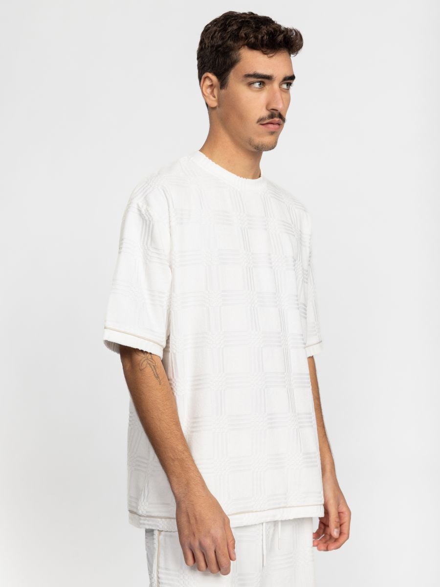 טי שירט טקסטורלית בדוגמת משבצות לגבר