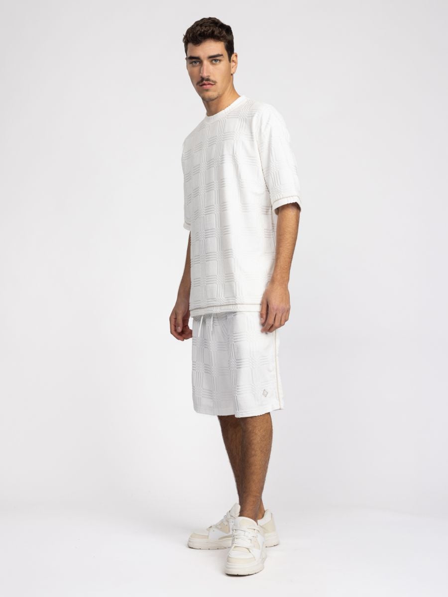 טי שירט טקסטורלית בדוגמת משבצות לגבר