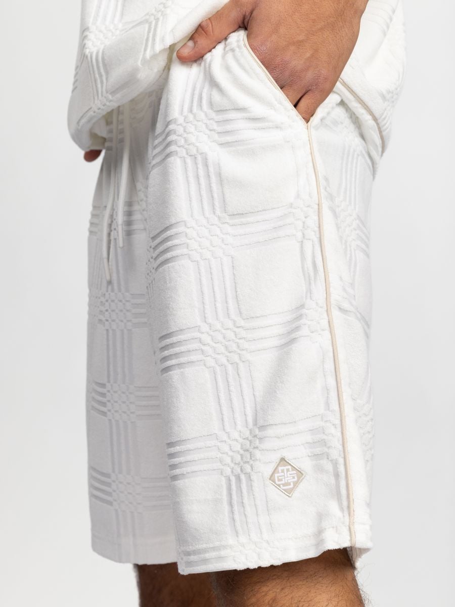 מכנסיים קצרים עם טקסטורה בדוגמת משבצות