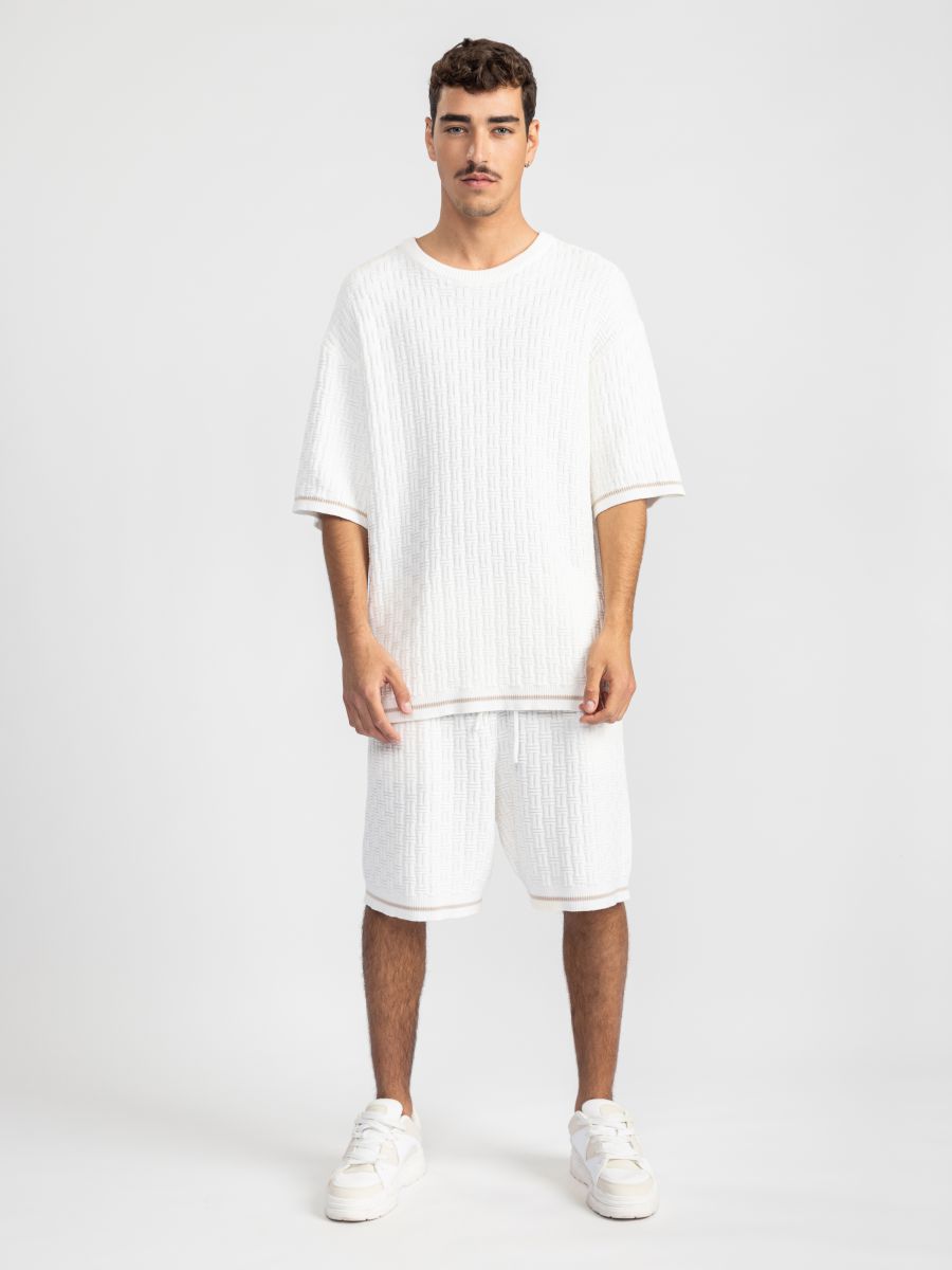 חולצת ריזורט לגבר עם פסי גימור