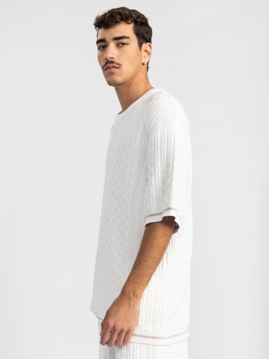 חולצת ריזורט לגבר עם פסי גימור