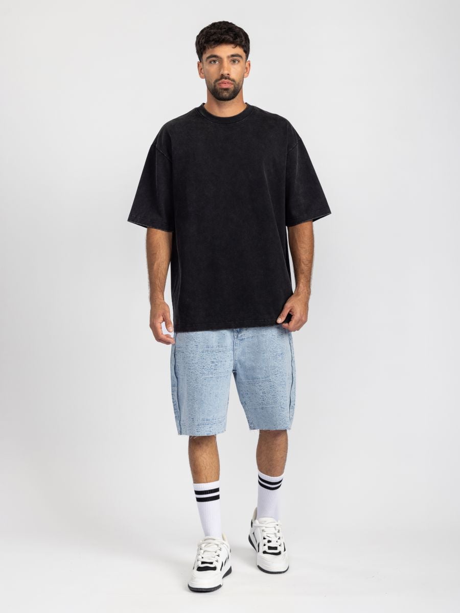 ברמודות גינס בהדפס טקסטורה עם גימור פרום