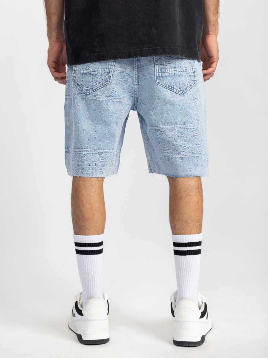 ברמודות גינס בהדפס טקסטורה עם גימור פרום