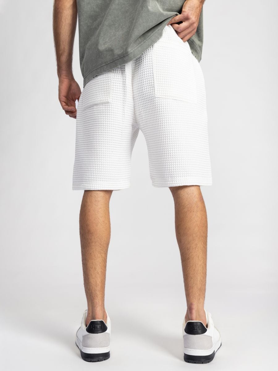 מכנסי וופל קצרים לגבר עם שרוך קשירה