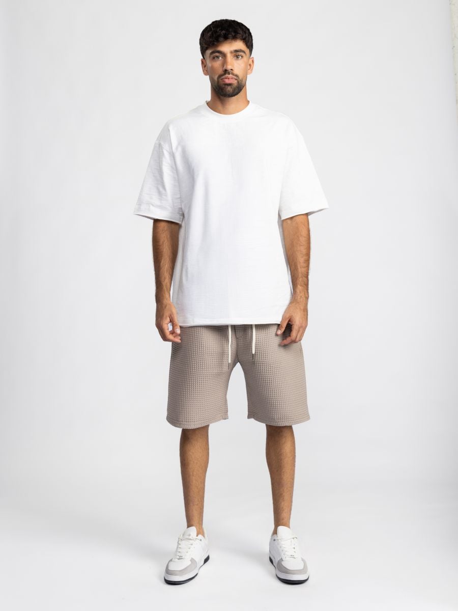 מכנסי וופל קצרים לגבר עם שרוך קשירה