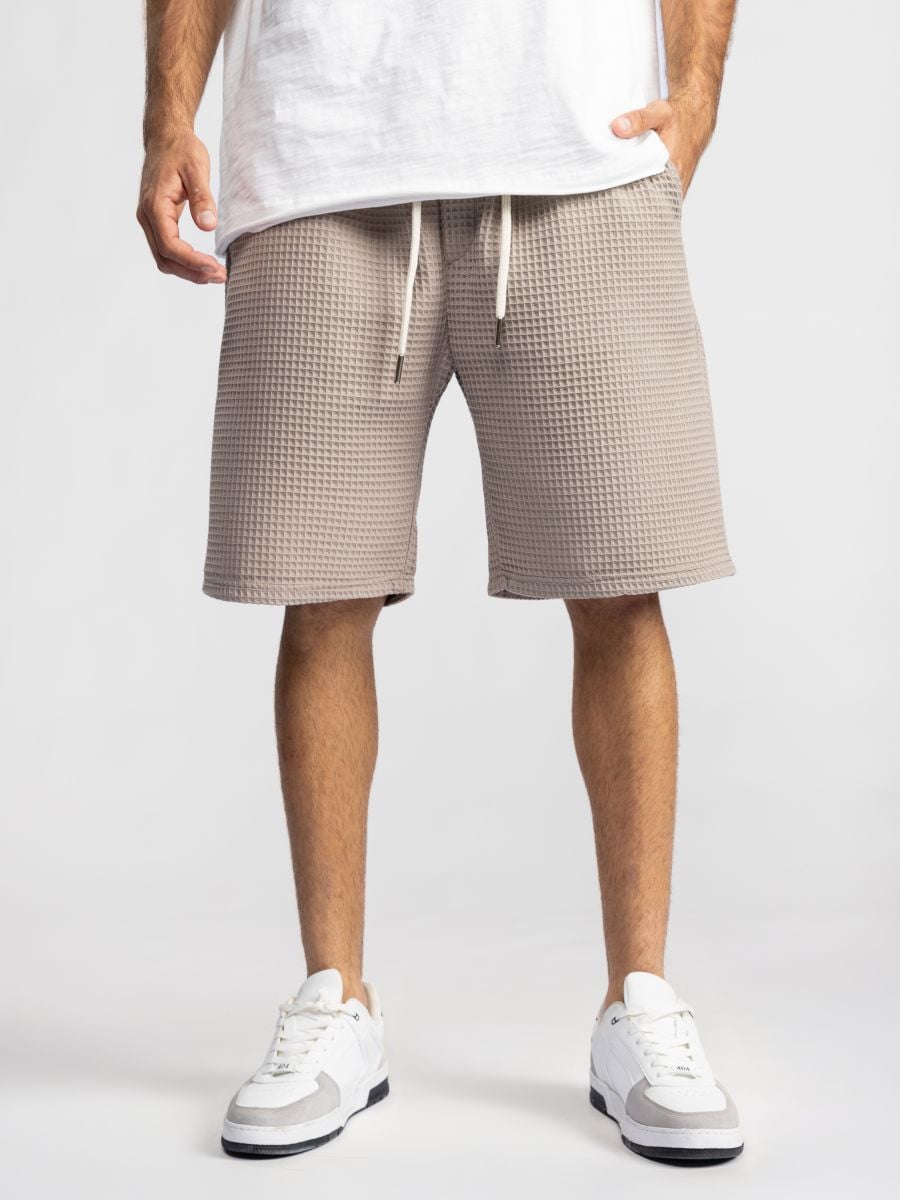 מכנסי וופל קצרים לגבר עם שרוך קשירה