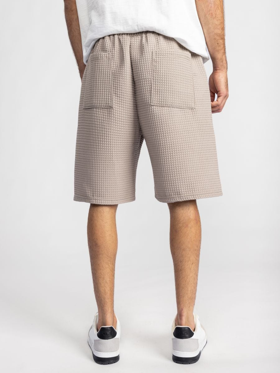 מכנסי וופל קצרים לגבר עם שרוך קשירה