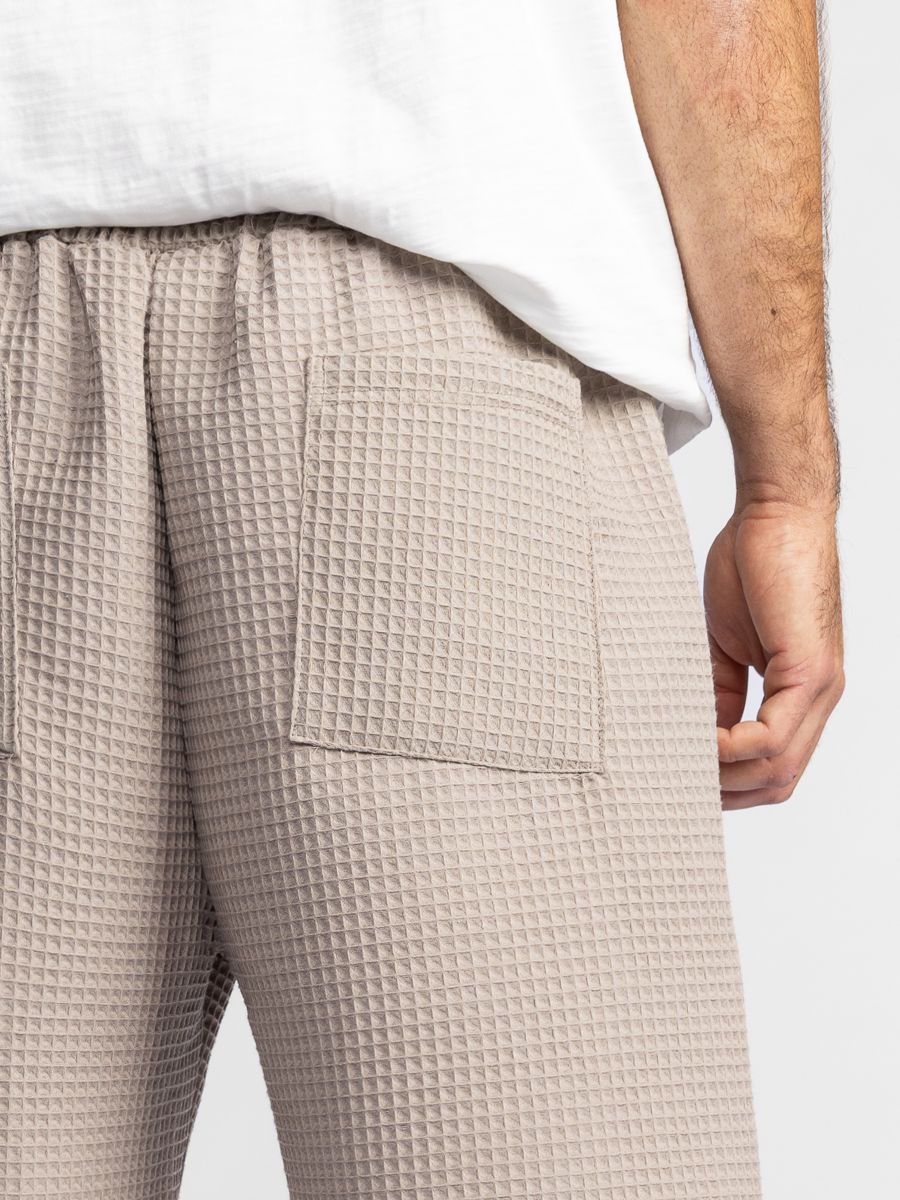 מכנסי וופל קצרים לגבר עם שרוך קשירה