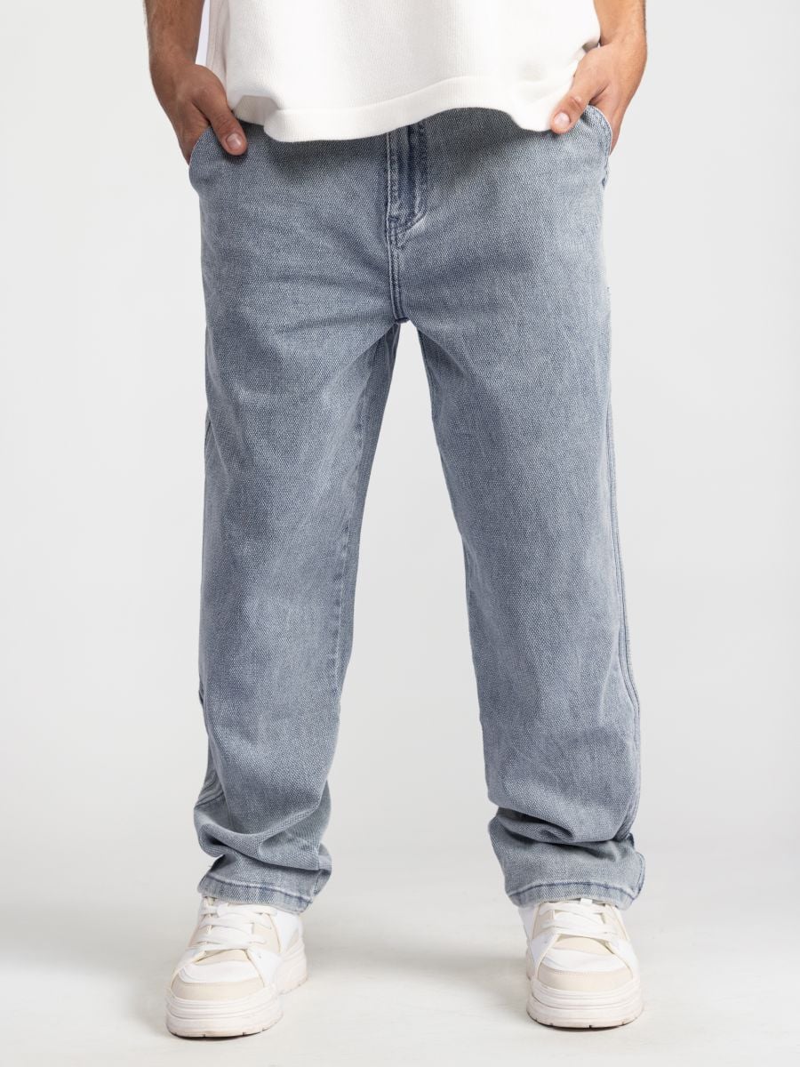 מכמכנסי בד דנים עם שרוך קשירה