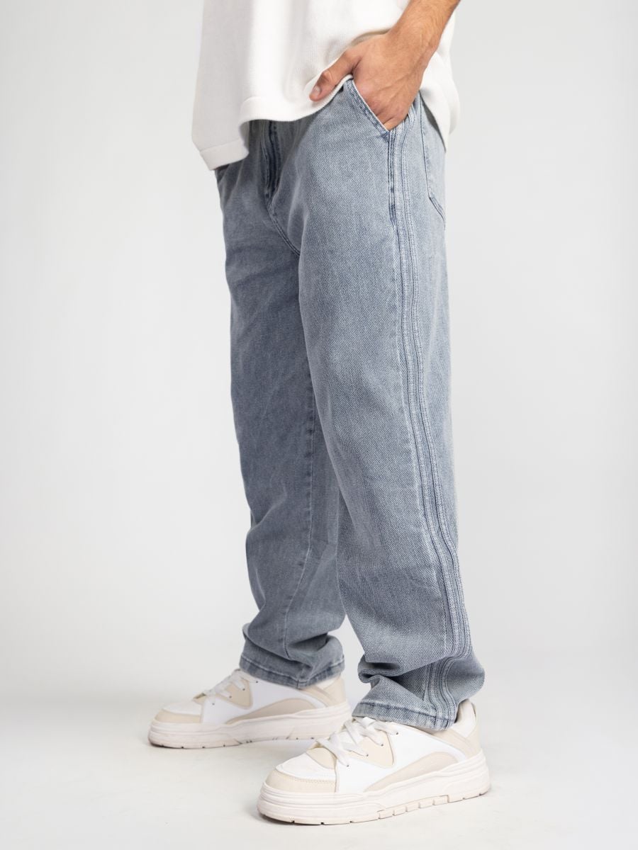 מכמכנסי בד דנים עם שרוך קשירה