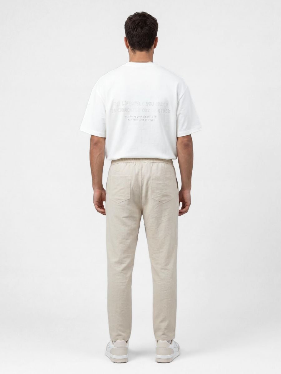 מכנסי בד לגבר עם גומי ושרוך קשירה